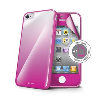 Zadní ochranný kryt CELLY Sunglasses pro Apple iPhone 4/4S, růžový + folie v barvě