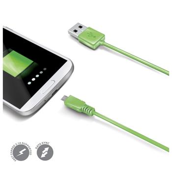 USB data cable cell battery with microUSB connector, green, expanded