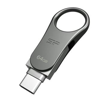 Duálny USB flash disk Silicon Power Mobile C80, 64GB, USB-C, USB 3.0, kovový