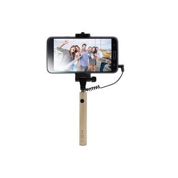 Kompaktný selfie stick FIXED Snap Mini, spúšť cez 3,5 mm jack, zlatý