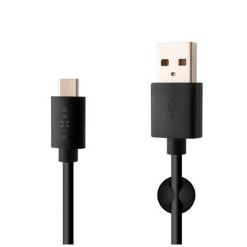 Datový a nabíjecí kabel FIXED s konektory USB/USB-C, USB 2.0, 1 metr, černý