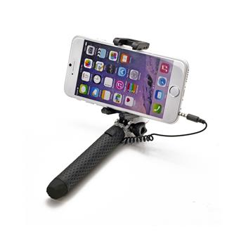 Selfie stick CELLY Mini selfie, spúšť cez 3.5mm jack, kompaktné rozmery, čierna, rozbalené