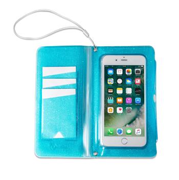 Univerzální vodeodolné puzdro s peňaženkou CELLY Splash Wallet pre telefóny 6,2 &quot;, modré