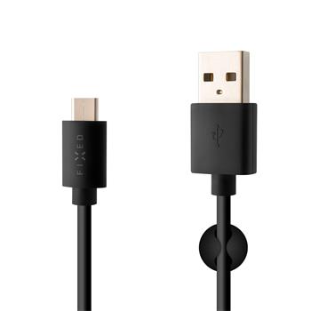 Dlouhý datový a nabíjecí kabel FIXED s konektory USB/USB-C, USB 2.0, 2 metry, 20W, černý