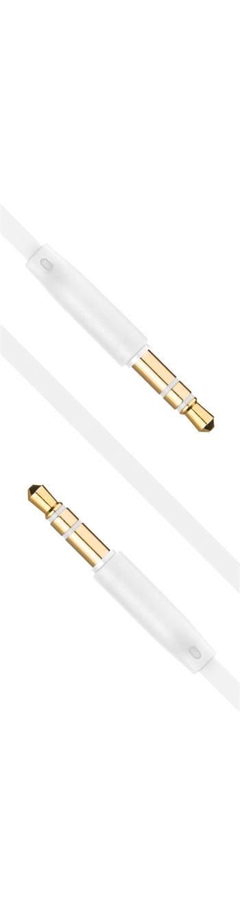 Plochý audio AUX kábel FIXED s konektormi 2 x 3,5 mm jack, biely