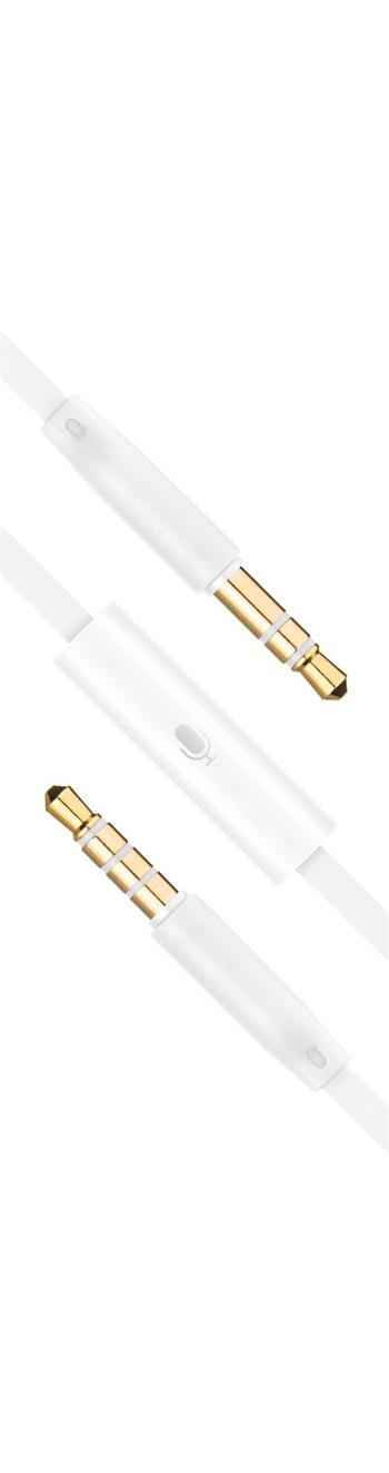 FIXED AUX Cable with Microphone 2 x 3.5 mm jack, white