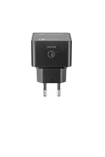 USB-C sieťová nabíjačka CellularLine Power Delivery (PD), max. 30 W, Qualcomm® Quick Charge ™ 4 +, čierna