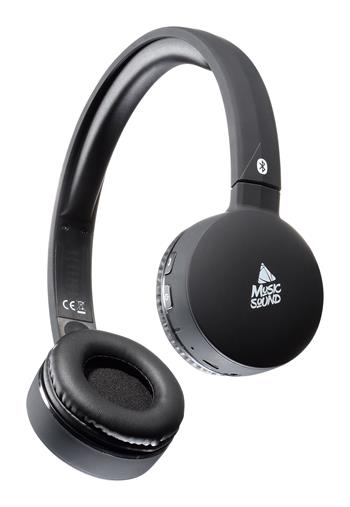 Bluetooth headphones MUSIC SOUND with head bridge and microphone, black