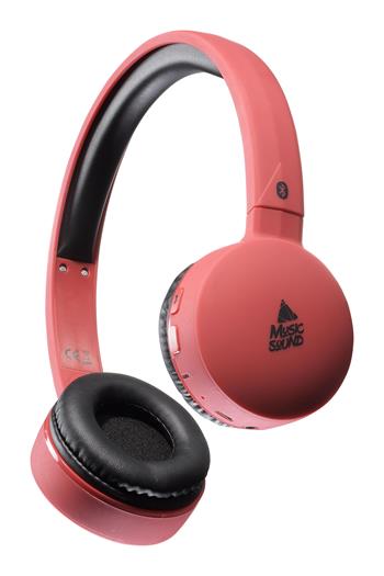 Bluetooth slúchadlá MUSIC SOUND s hlavovým mostom a mikrofónom, červená