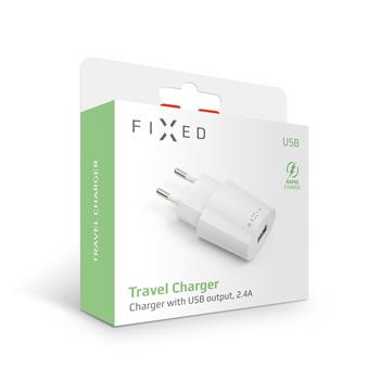 FIXED USB Travel Charger 12W, white