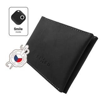 Kožená peňaženka Smile so zariadením FIXED Smile smart tracker so senzorom pohybu, čierna.