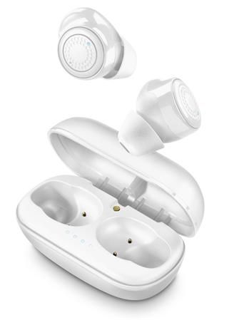 True wireless headphones Cellularline PETIT with rechargeable case, white