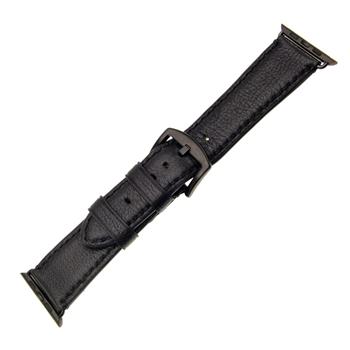 K FIXED Berkeley Lederarmband für Apple Watch 42 mm und 44 mm mit schwarzer Schnalle, schwarz