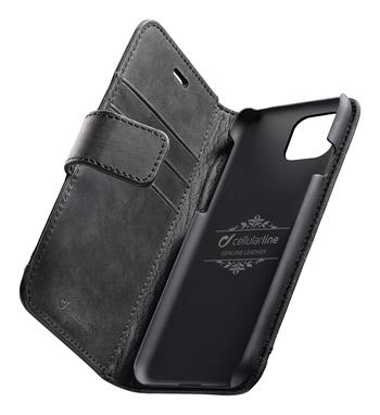 Premium Cellularine Supreme Leather Book Case for Apple iPhone 11 Pro, Black