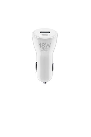 Cellularline Dual car charger with USB-C and USB connector, 30W, white