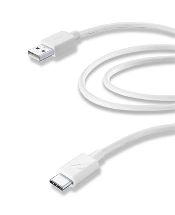 Predĺžený USB dátový kábel Cellularline s USB-C konektorom a podporou Power Delivery (PD), 60W max, 2m, biely