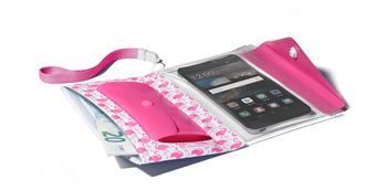 Waterproof case with wallet Cellularline Voyager Pochette for phones up to 5.2 " pink