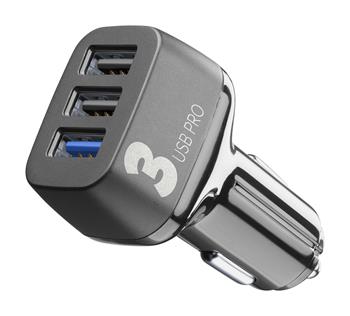 Cellularline Car Multipower 3 PRO car charger with Smartphone Detect technology, 3 x USB port, 42W, black