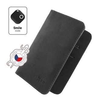 Kožená peňaženka FIXED Smile Wallet XL sa smart trackerom FIXED Smile Motion, čierna