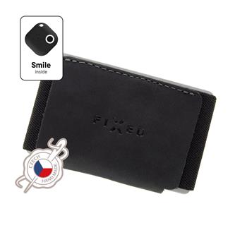 Kožená peněženka FIXED Smile Tiny Wallet se smart trackerem FIXED Smile Motion, černá