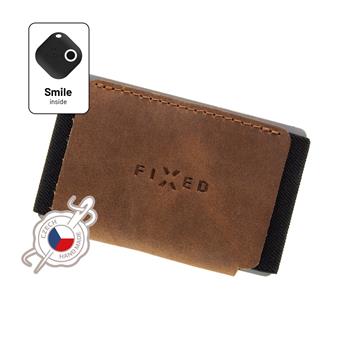 Kožená peňaženka FIXED Smile Tiny Wallet sa smart trackerom FIXED Smile Motion, hnedá