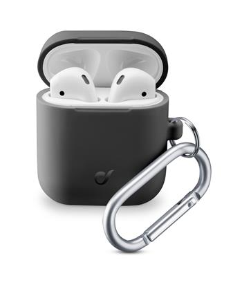 Protective cover with carabiner Cellularline Bounce for Apple AirPods 1 &amp; 2, black