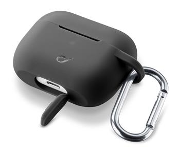 Protective cover with carabiner Cellularline Bounce for Apple AirPods Pro, black