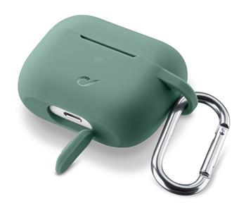 Protective cover with carabiner Cellularline Bounce for Apple AirPods Pro, green