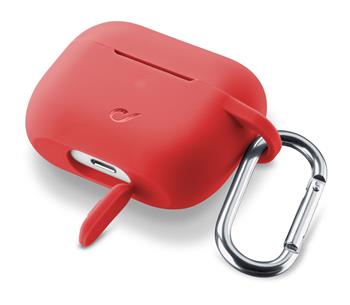 Protective cover with carabiner Cellularline Bounce for Apple AirPods Pro, red