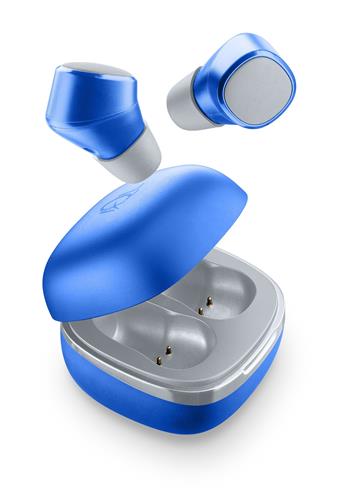 True Wireless Cellularline Evade-Kopfhörer mit wiederaufladbarer Hülle, blau