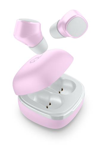 True Wireless Cellularline Evade headphones with rechargeable case, pink