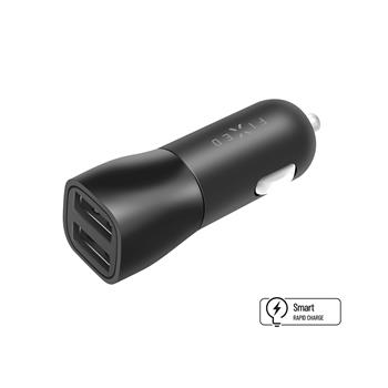 FIXED Dual USB Car Charger 15W, black