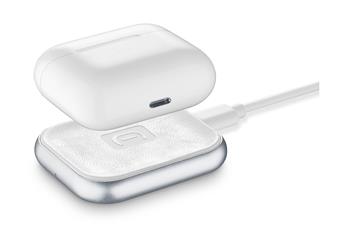 B Wireless-Ladegerät Cellularline Power Base für Apple Airpods/Airpods Pro-Kopfhörer, weiß