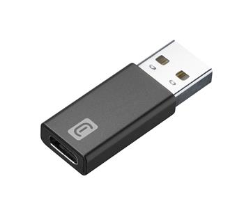 Cellulalrine USB to USB-C adapter for charging and data transfer, black