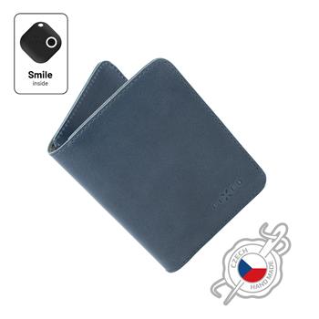 Kožená peňaženka FIXED Smile Wallet XL so smart trackerom FIXED Smile PRO, modrá