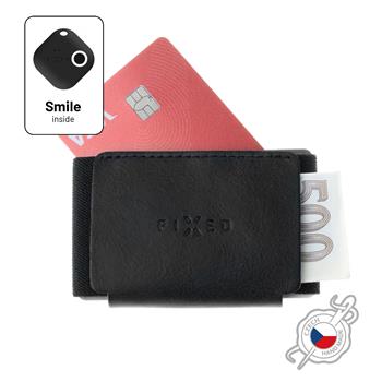 Kožená peňaženka FIXED Smile Tiny so smart trackerom FIXED Smile PRO, čierna