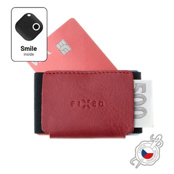 Kožená peňaženka FIXED Smile Tiny Wallet so smart trackerom FIXED Smile PRO, červená