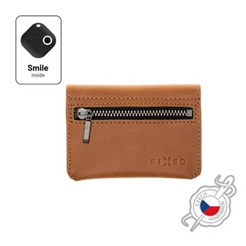 Kožená peňaženka FIXED Smile Tripple so smart trackerom FIXED Smile PRO, hnedá