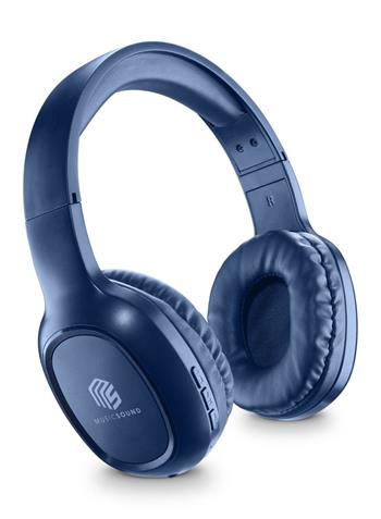 Bluetooth Music Sound Basic headphones with headband and microphone, blue