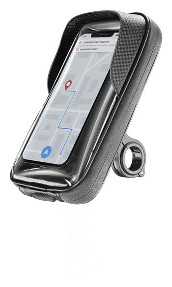 Univerzální držák mobilního telefonu Cellularline Rider Shield na řídítka pro motorku i kolo, voděodolný, do vel. 6,7",