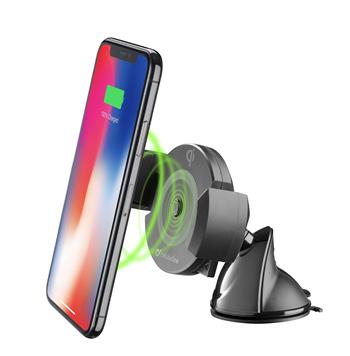 Universal CellularLine Pilot Active holder with suction cup and wireless charging function, black