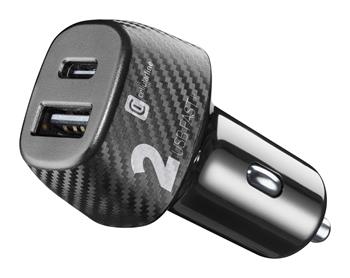 Autonabíječka CellularLine Multipower 2 FAST + s USB-C a USB konektorom, 32W, biela
