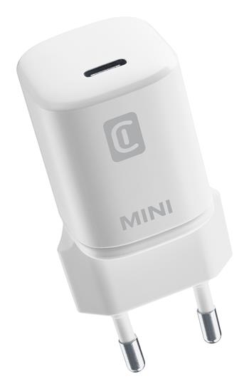 Síťová nabíjačka CellularLine Mini s USB-C portom, 20W, biela