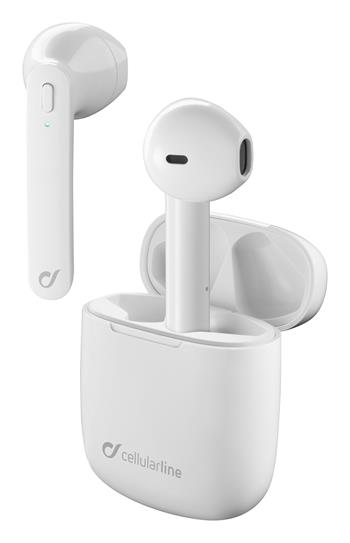 True wireless headphones Cellularline Aries with rechargeable case, Double Master technology, white, unpacked