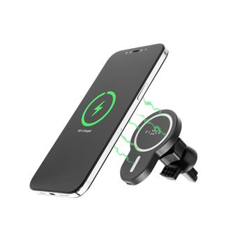 FIXED MagClick wireless charging holder with MagSafe mount support, 15W, black, unpacked