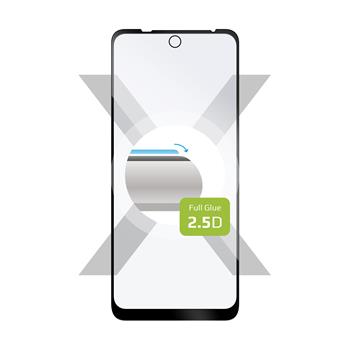 Ochranné tvrdené sklo FIXED Full-Cover pre Motorola Moto E40, lepenie cez celý displej, čierne