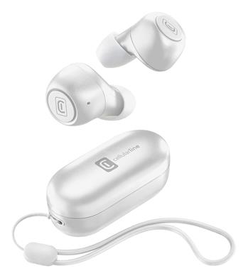 True Wireless Cellularline Pick headphones with rechargeable case, white, unpacked