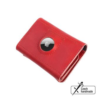 Kožená peňaženka FIXED Tripple Wallet for AirTag z pravej hovädzej kože, červená