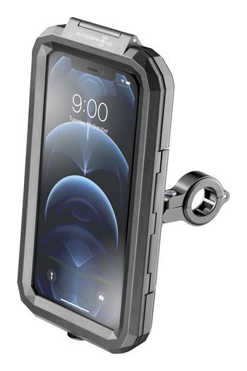 Univerzální voděodolné pouzdro na mobilní telefony Interphone Armor Pro, úchyt na řídítka, max. 6,5", černé,rozbaleno