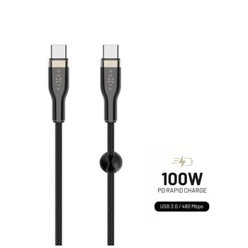 FIXED Braided Cable USB-C/USB-C, 1,2m, 100W, black